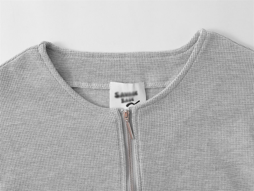 Solid Color Loose Half Long-sleeve Zipper Men - STS Wears