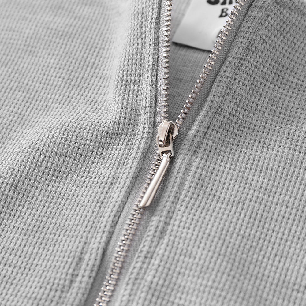 Solid Color Loose Half Long-sleeve Zipper Men - STS Wears