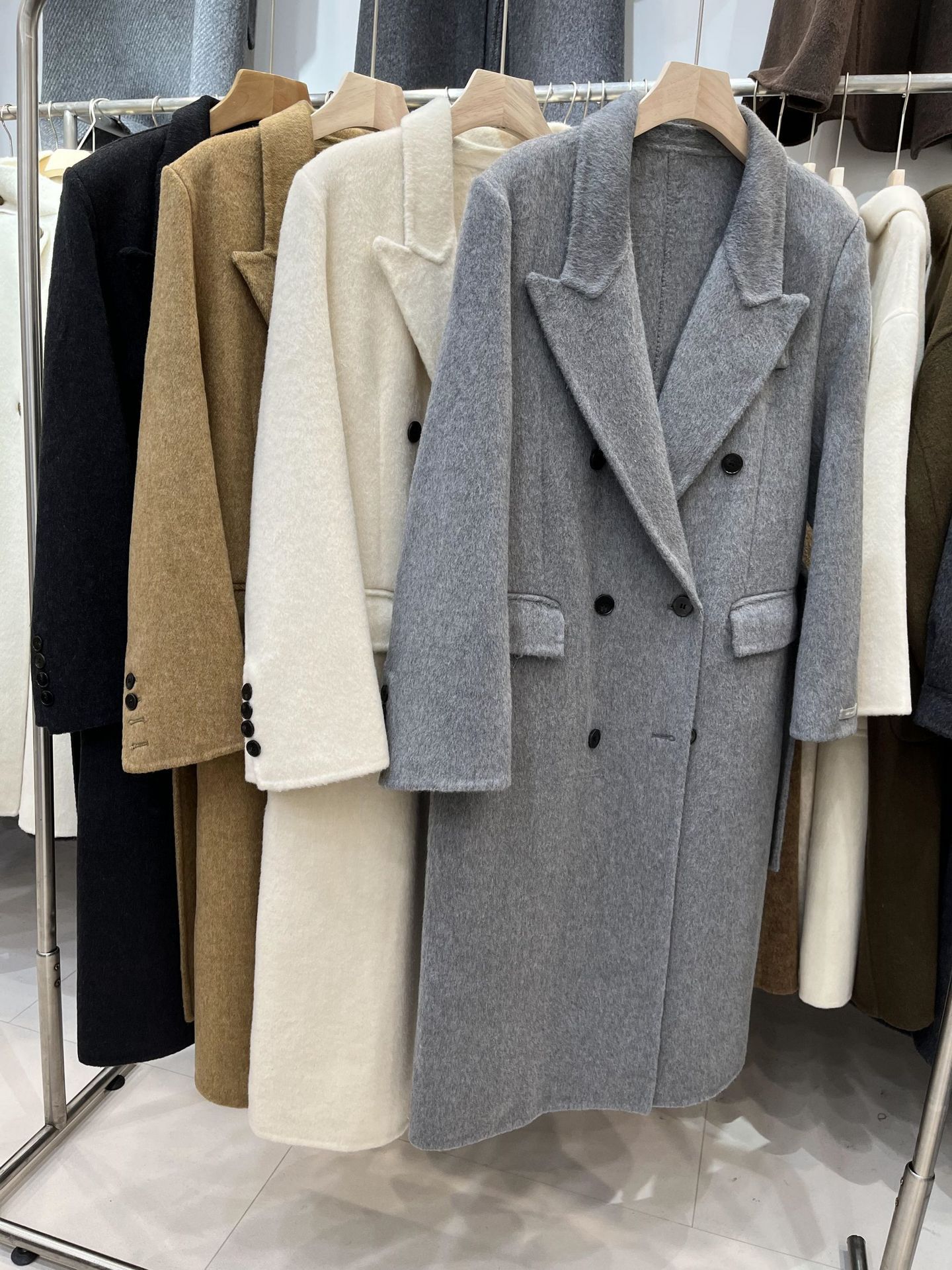 Double-breasted Shoulder Double-sided Wool Overcoat