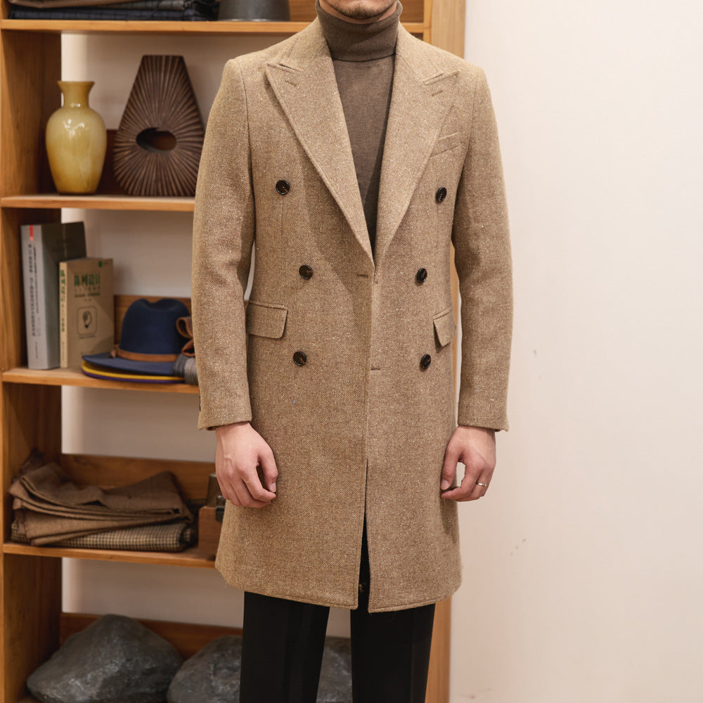 Autumn And Winter Brown Bar Warm Wool Overcoat