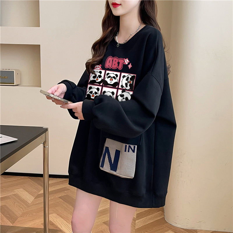 Spring And Autumn Thin Round Neck Loose Plus Size Pullover - STS Wears