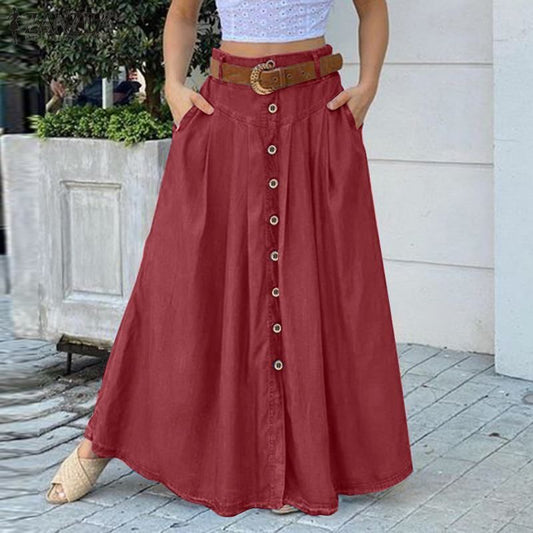 Stylish Women's Skirts Spring High Waist Solid Long - STS Wears