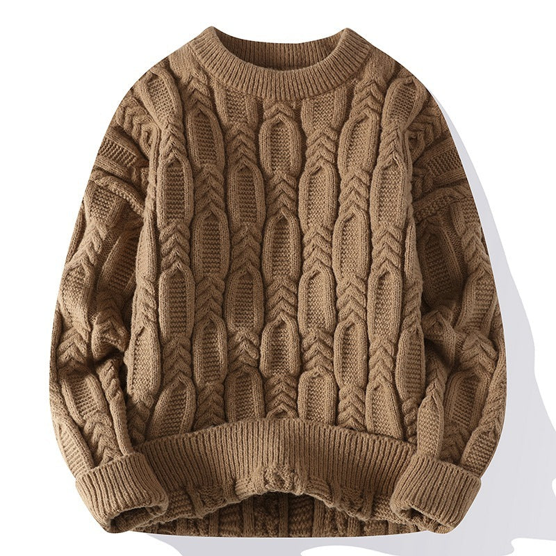 Men's Long-sleeved Round Neck Pullover Thick Needle Sweater - STS Wears