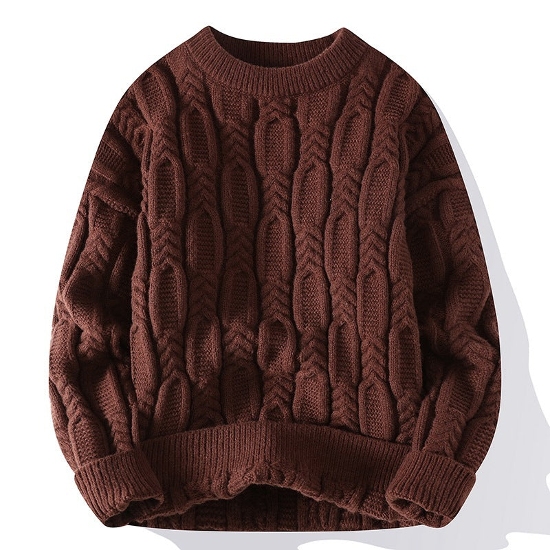 Men's Long-sleeved Round Neck Pullover Thick Needle Sweater - STS Wears