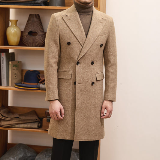 Autumn And Winter Brown Bar Warm Wool Overcoat