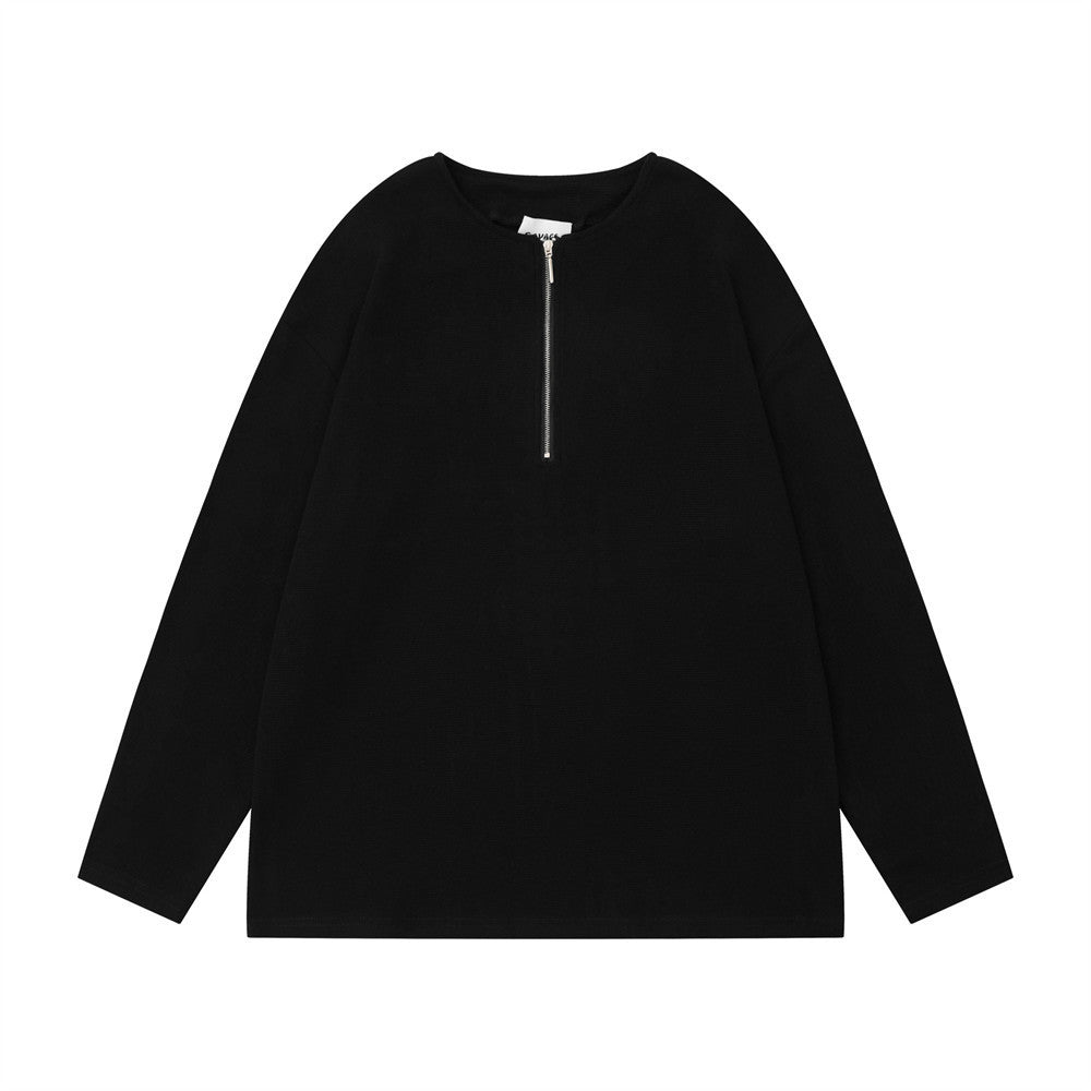 Solid Color Loose Half Long-sleeve Zipper Men - STS Wears