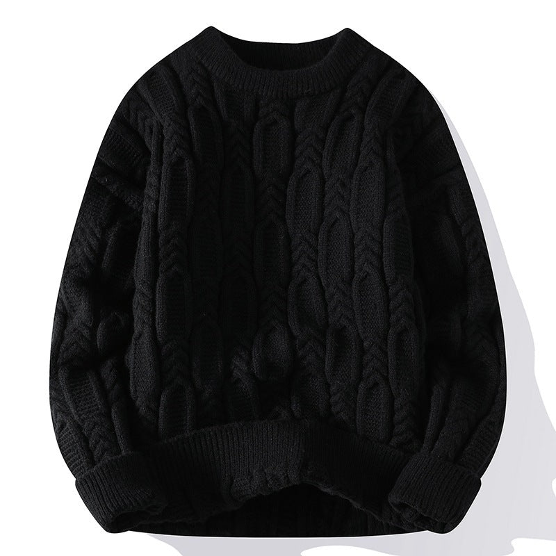 Men's Long-sleeved Round Neck Pullover Thick Needle Sweater - STS Wears