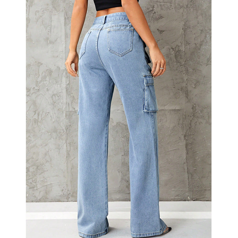 Women's Clothing High Waist Work Clothes Slimming Denim Trousers - STS Wears