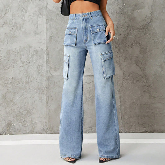 Women's Clothing High Waist Work Clothes Slimming Denim Trousers - STS Wears