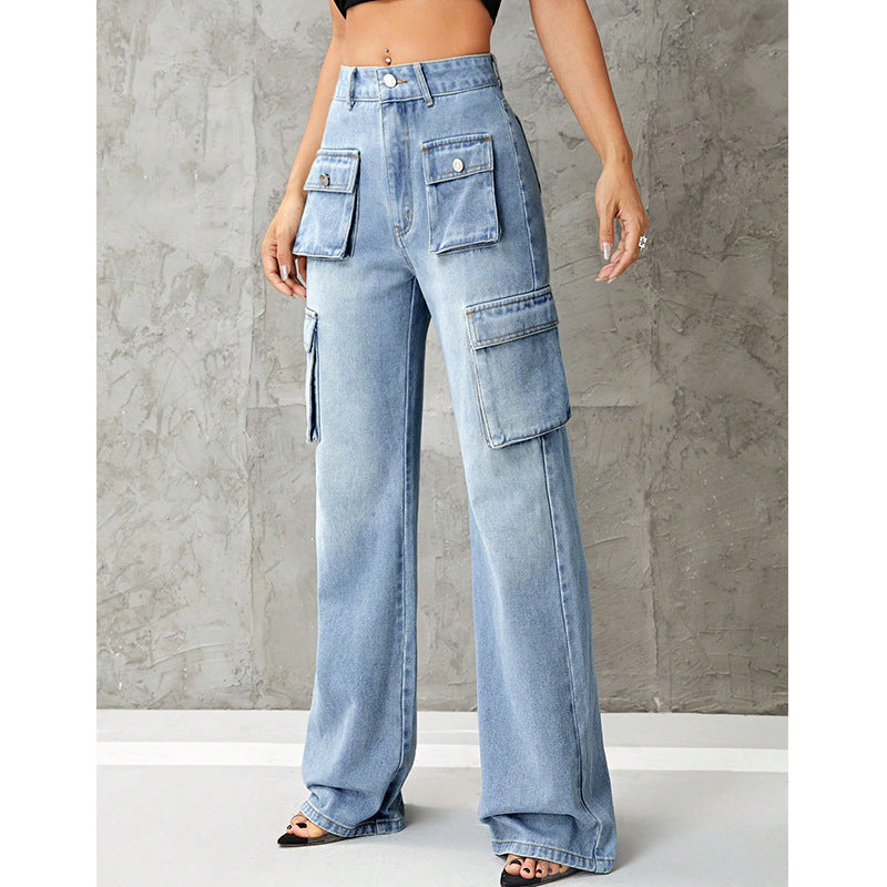 Women's Clothing High Waist Work Clothes Slimming Denim Trousers - STS Wears