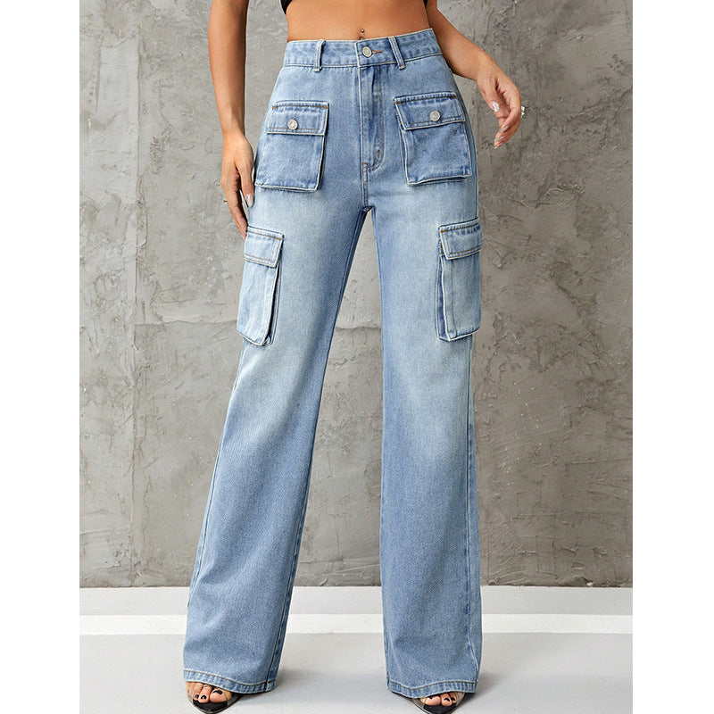 Women's Clothing High Waist Work Clothes Slimming Denim Trousers - STS Wears