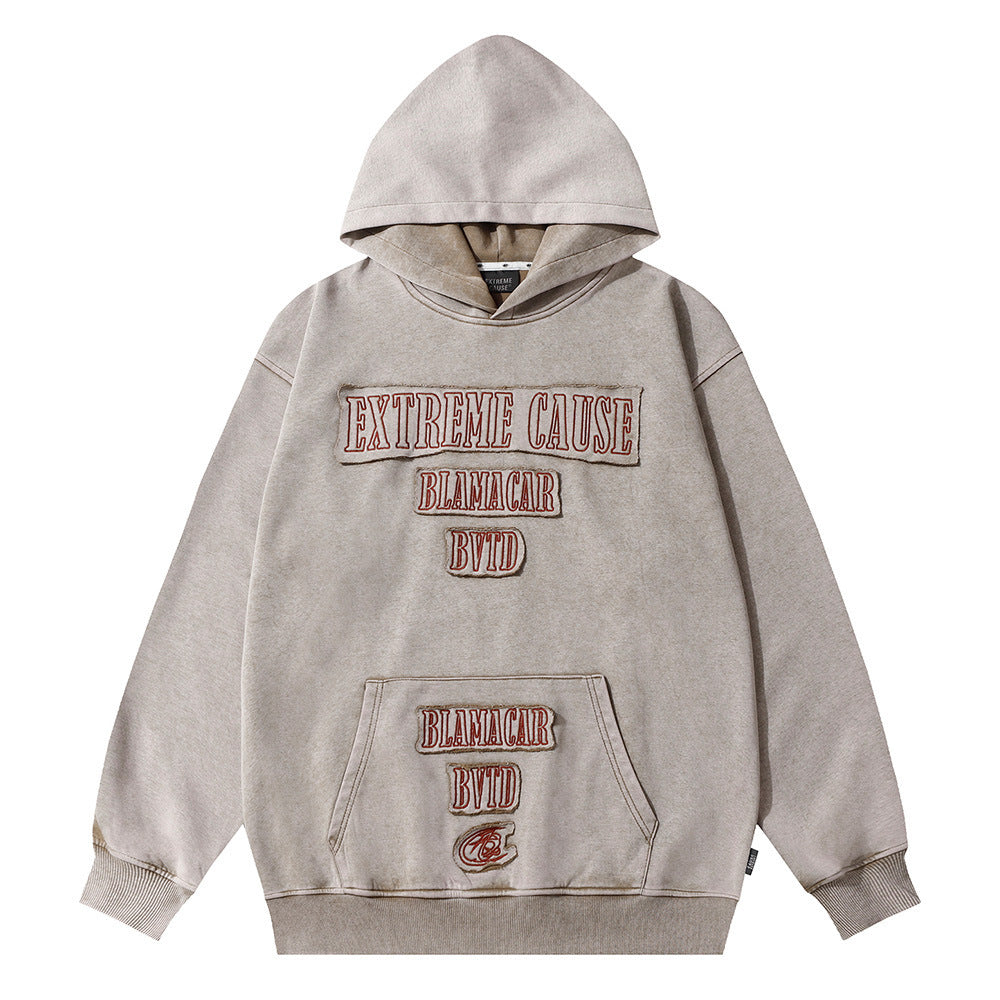 Letter Patch Embroidered Decorative Hoodie - STS Wears