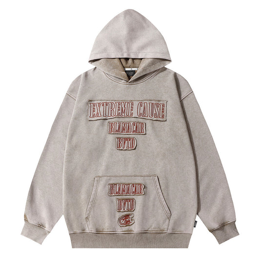 Letter Patch Embroidered Decorative Hoodie - STS Wears