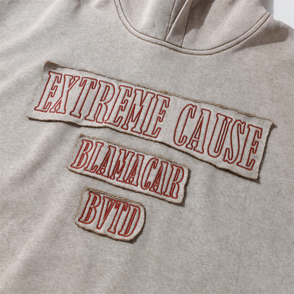 Letter Patch Embroidered Decorative Hoodie - STS Wears