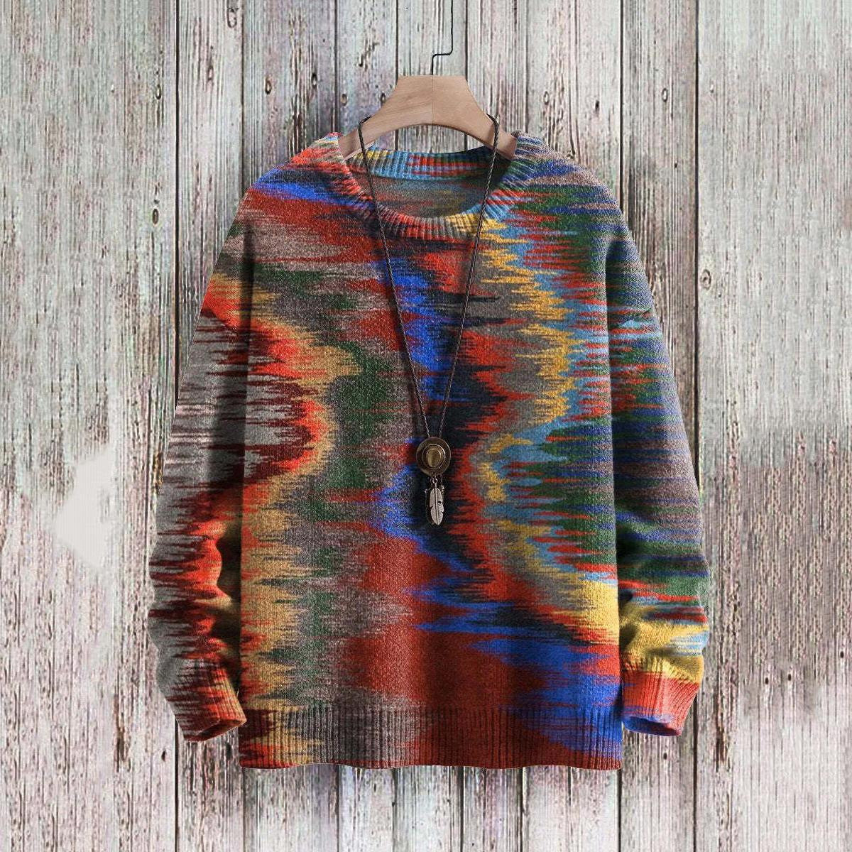 Abstract Style Digital Printing Drop-shoulder Long Sweater - STS Wears