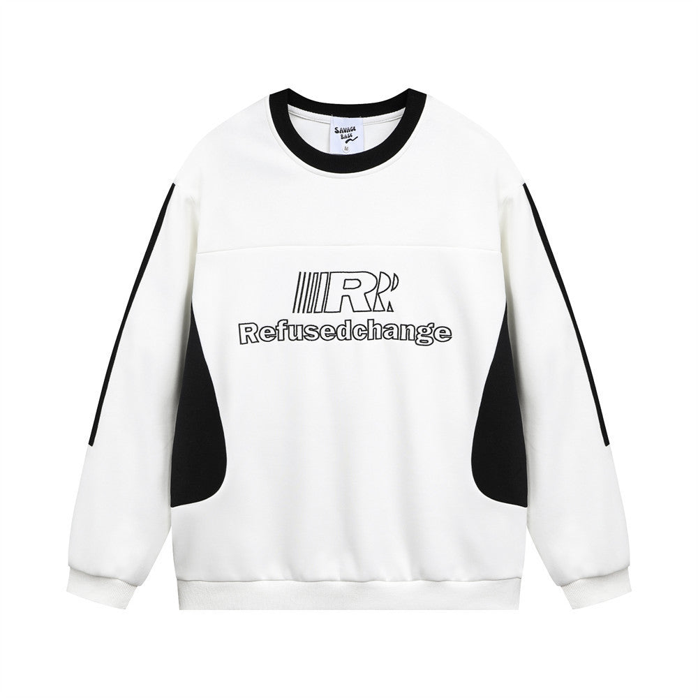 Color Contrast Patchwork Loose Sweater Male - STS Wears