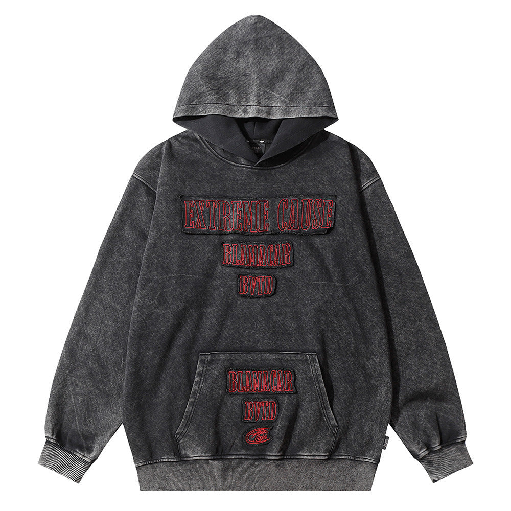 Letter Patch Embroidered Decorative Hoodie - STS Wears