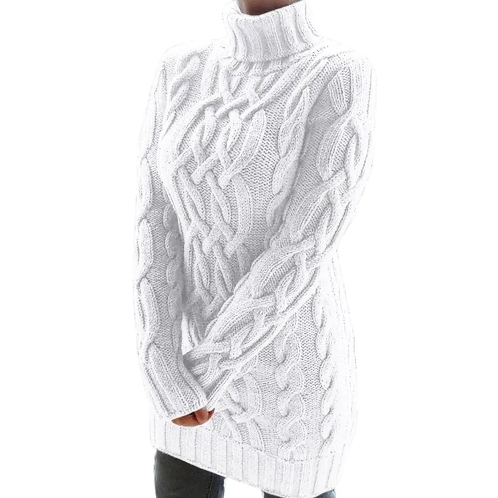 Turtleneck Twist Knitted Sweater Dress - STS Wears